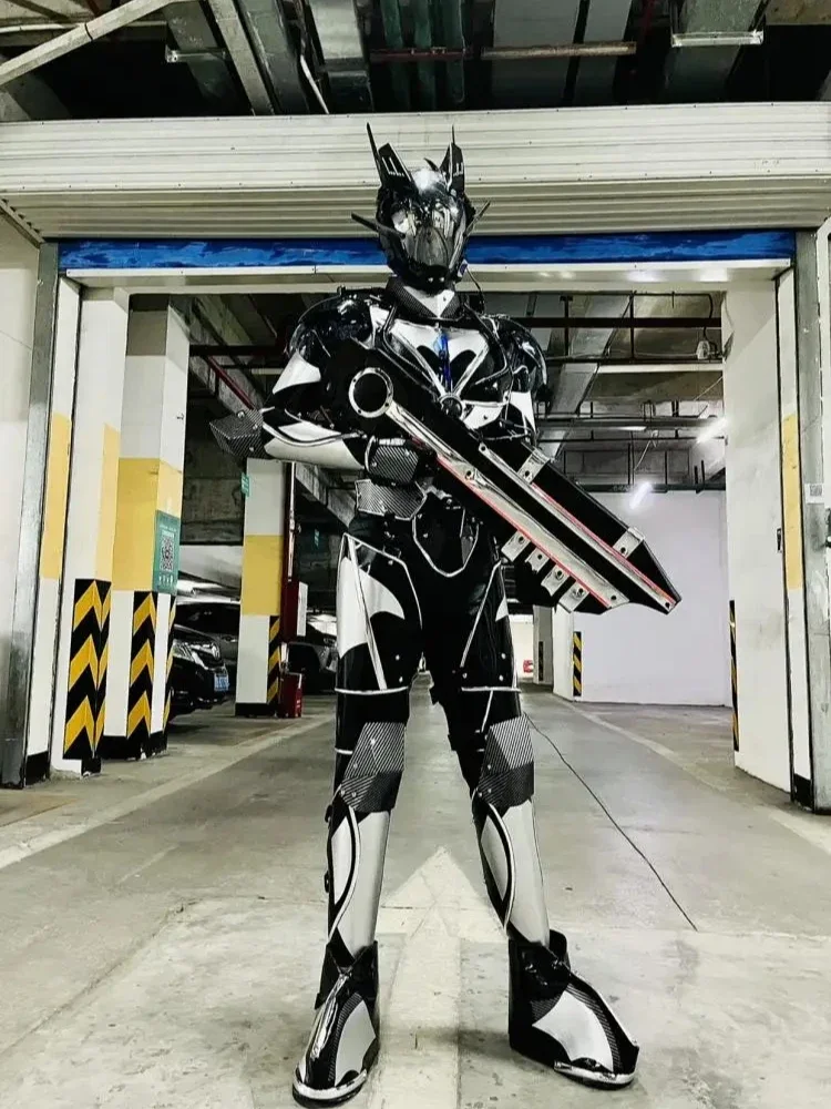 LED Light Costumes Men Women Tech Armor Robot Helmet Party Cosplay Colorful Luminous Silver Outfit Bar Props Performance DJ Bar