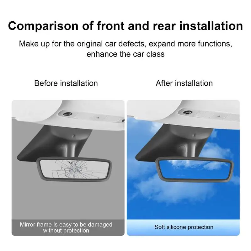 Espelho retrovisor capa protetora Frame, antiderrapante Decoração Acessório, Espelho Retrovisor, Tesla Modelo Y, 3