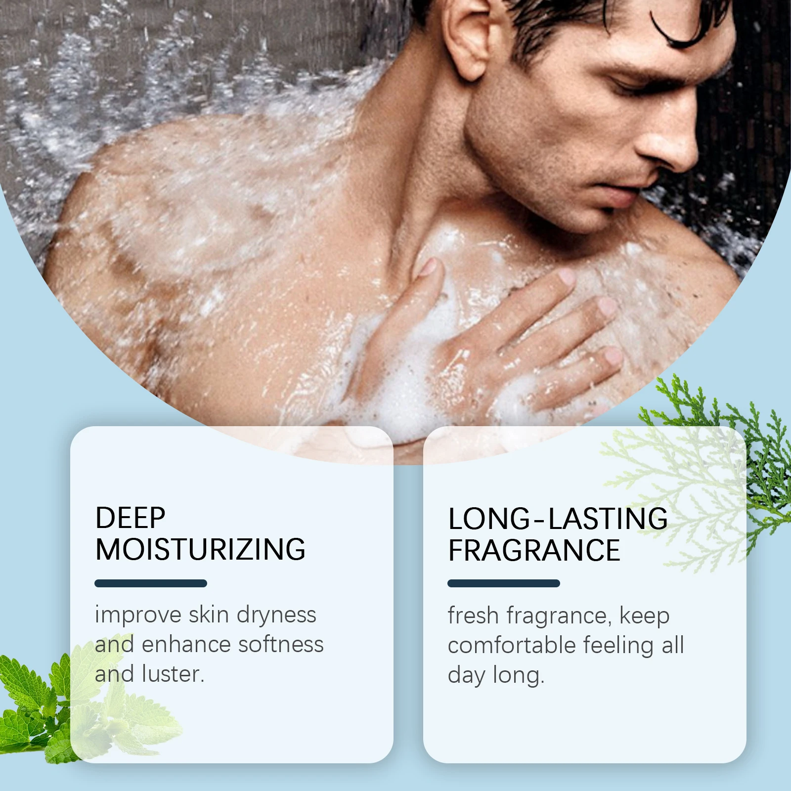 OceAura-jabón de baño con Perfume para hombre, limpieza suave de la piel corporal, refrescante, no graso, jabón para el cuidado cómodo, textura fresca, 70g