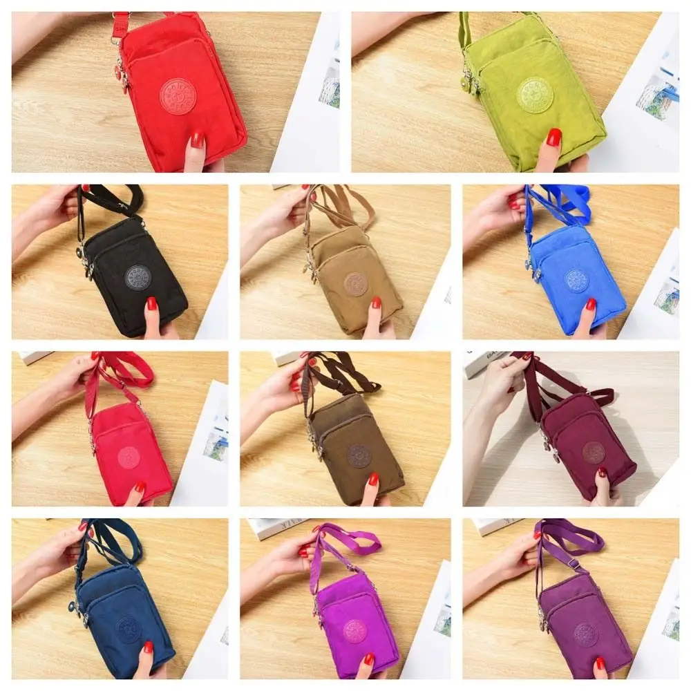 Korean Short Zipper Coin Purse Letter Three Layer Nylon Wallet Waterproof Money Bag Phone Bag Card Holder Lipstick Bag Handbag