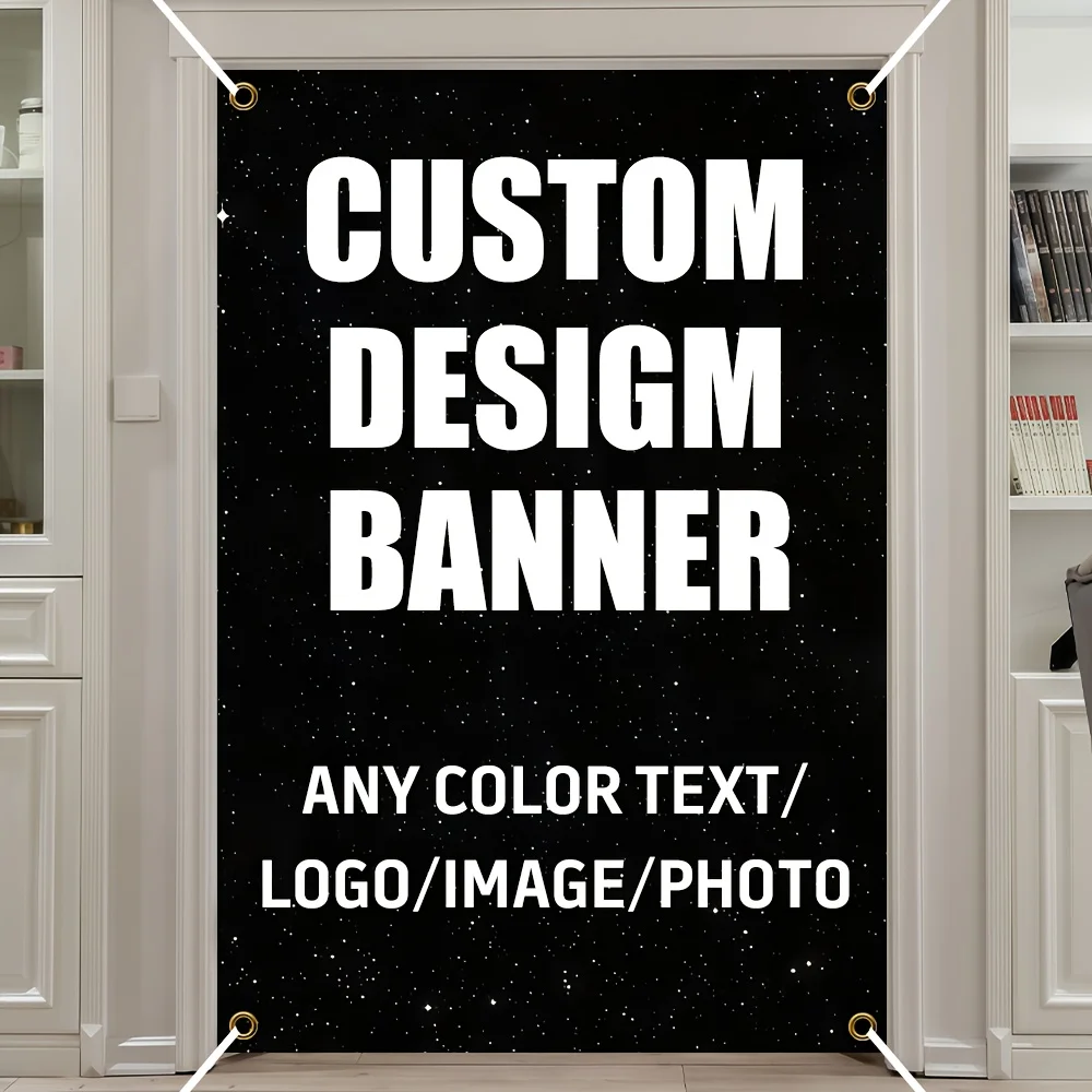 

1pc Customizable Vertical Banner - Personalized Text/Logo/Image Wall Decor for Garden & Courtyard, Durable Polyester Door Banner