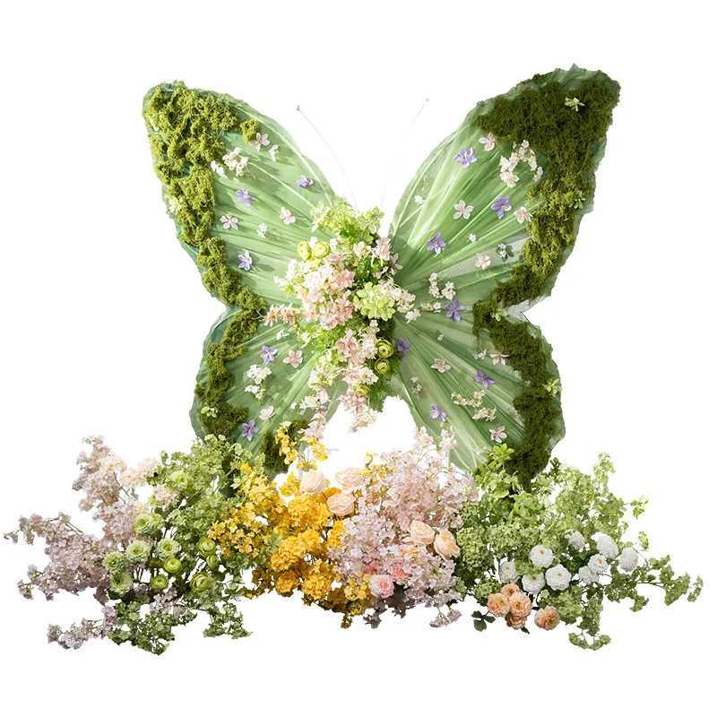 Shopping mall exquisite window decoration spring giant green butterfly display props event check-in decoration props