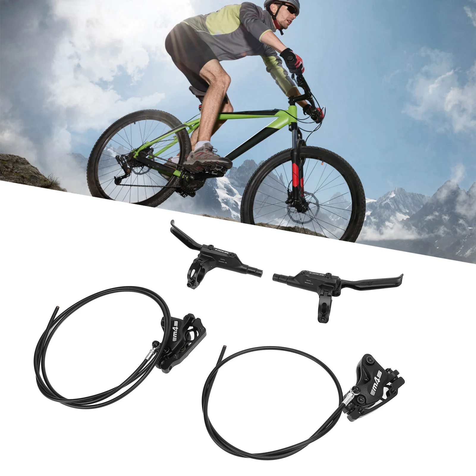 

4 Piston Dual Drive Oil Brake 850MM Front 1550MM Rear Levers Hydraulic Disc Brakes Secure and Flexible for Mountain Cycling