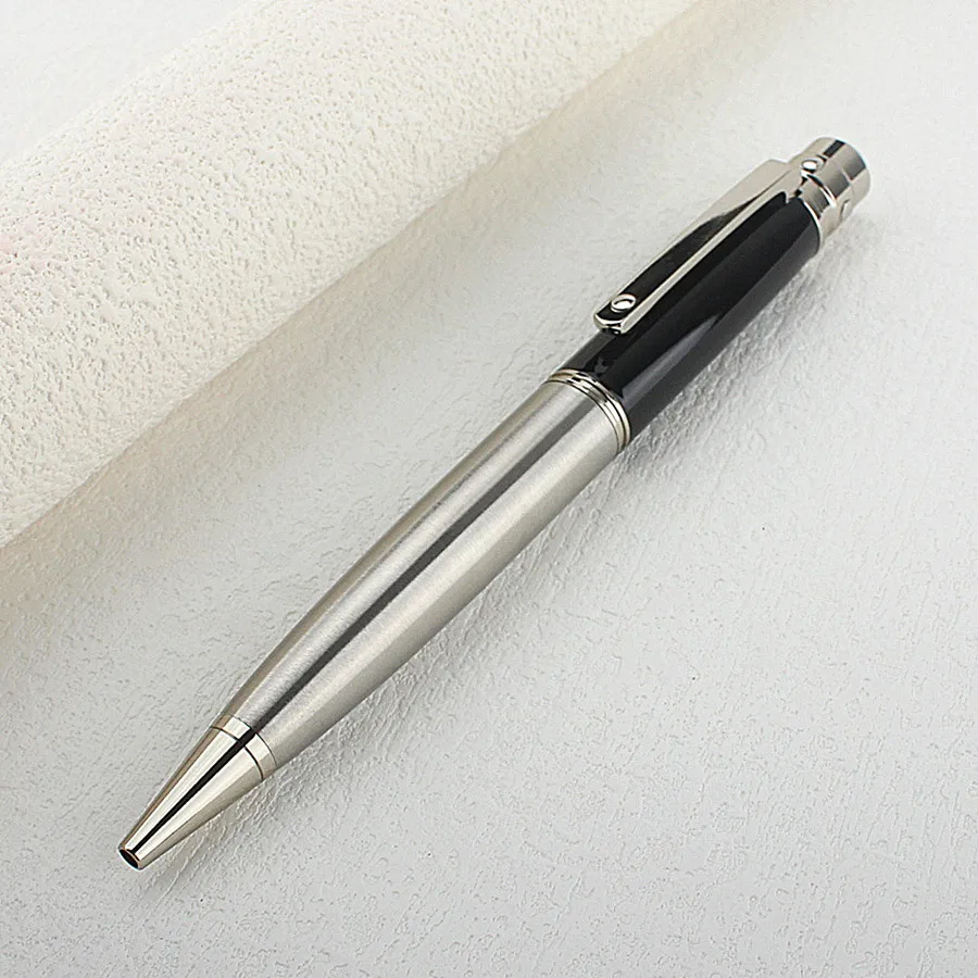 Bolígrafo de metal con patrones tallados de lujo, bolígrafos metálicos giratorios retráctiles a rayas, bolígrafo fresco