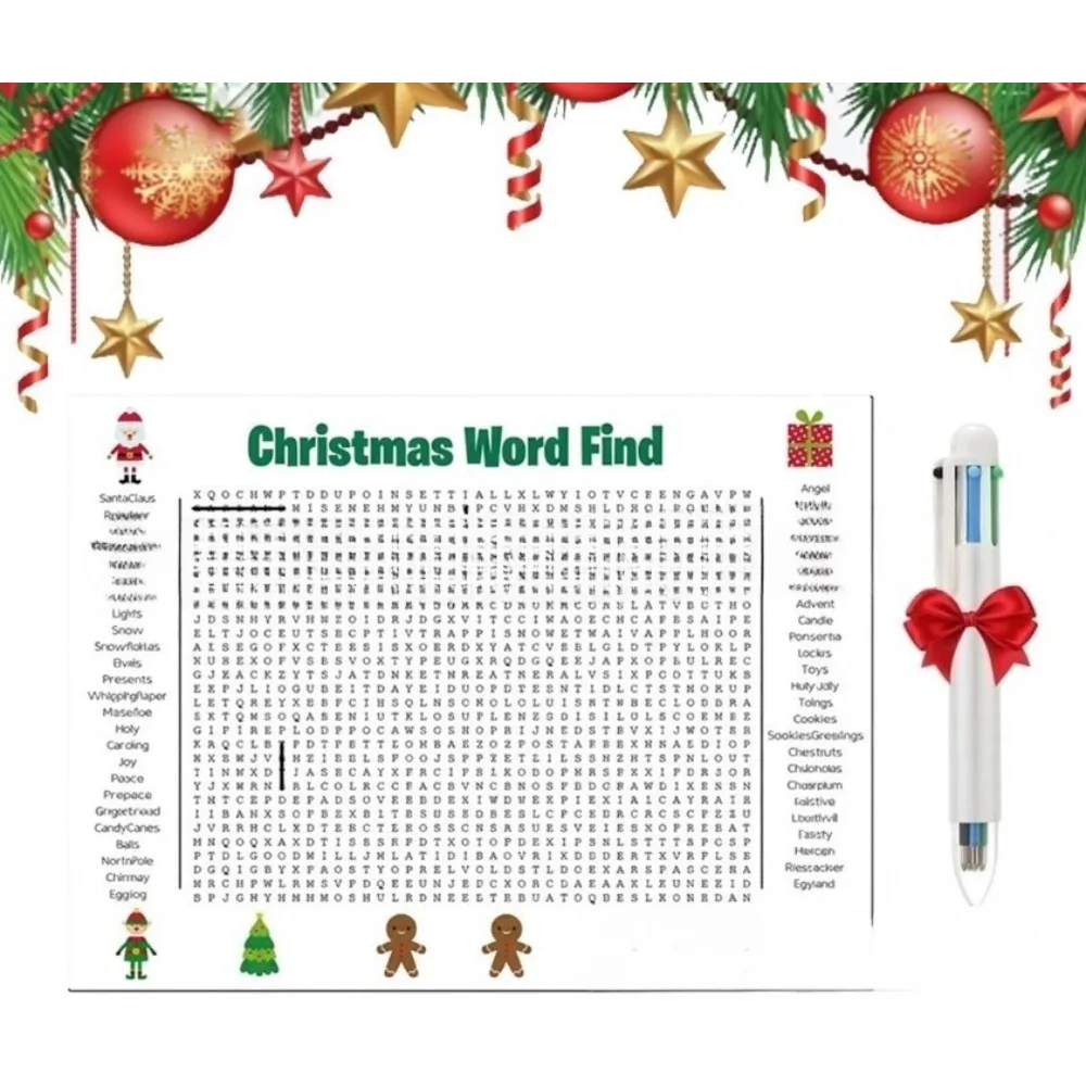 Affiche Jumbo de recherche de mots de Thanksgiving et de Noël, jeu mural Giant60x90cm pour les familles