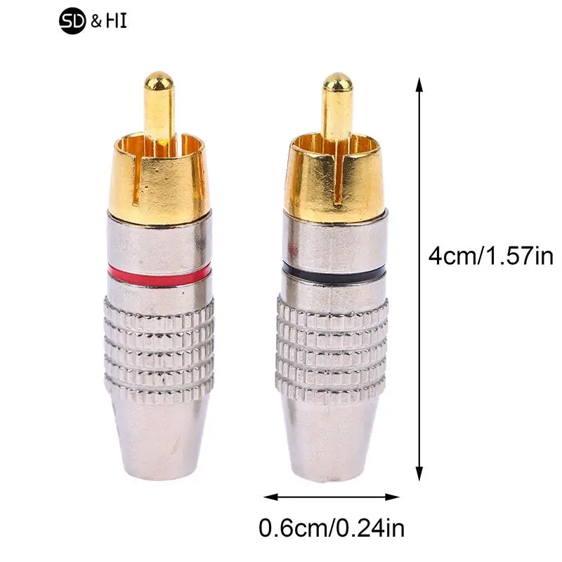 2Pcs RCA Male Connector Non Solder Plug Adapter For Audio Cable Plug Video CCTV Camera Solder-Free Adapter Cable Converter