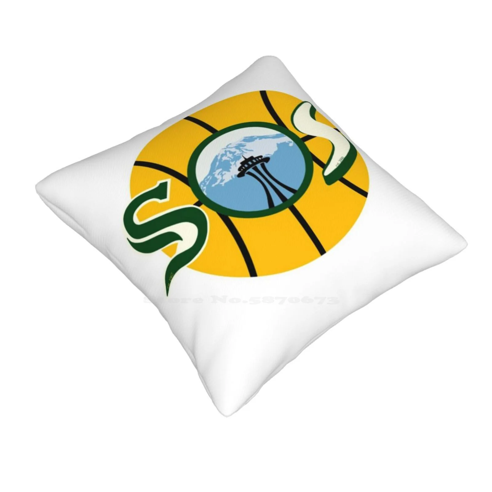 Seattle Throw Cushion Pillow Cover Washington Seattle Basketball Yellow Green Space Needle Mount Rainier Blue