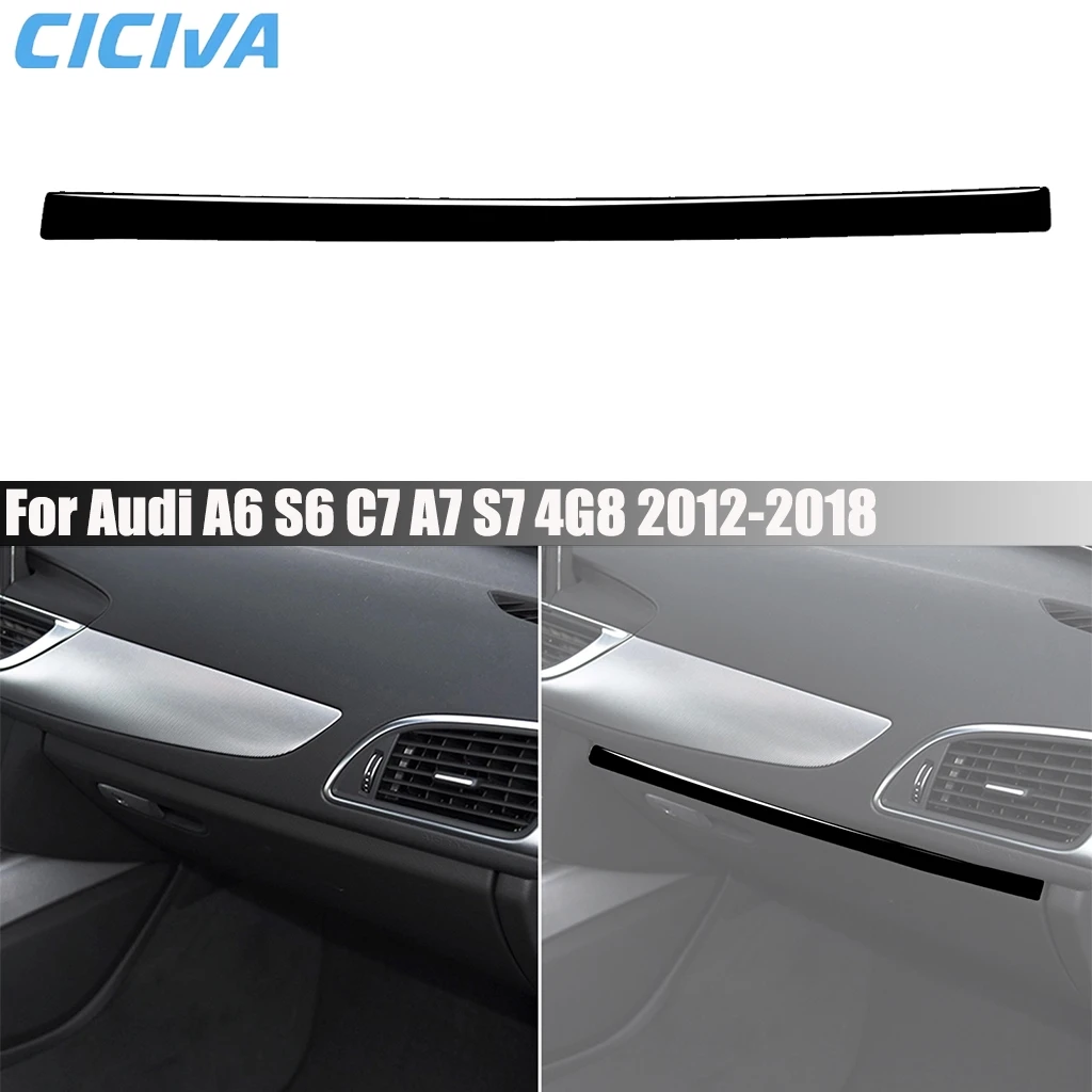 

Piano Black Car Accessories Co-pilot Dashboard Modified Interior Trim Cover Soft Sticker For Audi A6 S6 C7 A7 S7 4G8 2012-2018