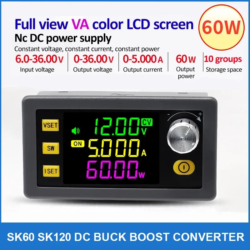 

SK60 SK120 DC Buck Boost Converter CNC Adjustable Regulated Laboratory Power Supply Constant Voltage Current Solar Charge Module