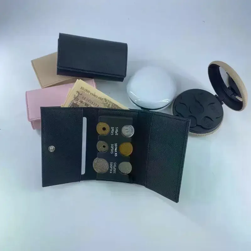 

1Pcs Loss Prevention Tri-fold Coin Purse Travel Card Case Multi-functional Colourful Portable 2-In-1 Coin Clip Organizer Wallet