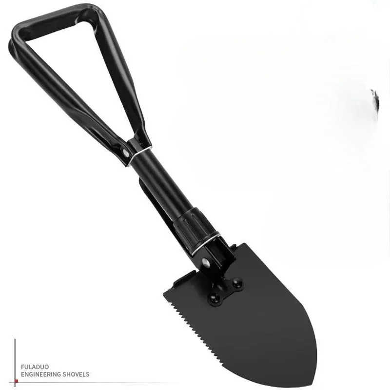 Folding Camping Shovel, High Carbon Steel Entrenching Tool Trowel Shovel with Saw Edge, Storage Bag For Gardening, Beach, Snow