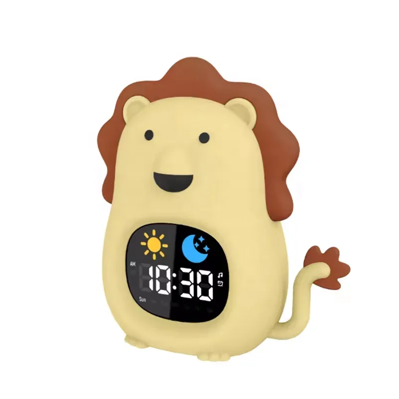 

Trending Products 2024 new arrival electronic gadgets Cartoon Lion sleep trainer alarm clock night light for kids