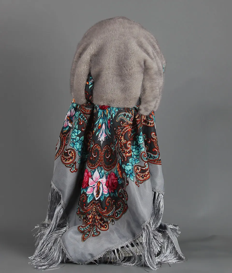 Faux Nerz Pelz Kapuze Hut für Frauen Winter Warm Luxus Full Pelt Faux Nerz Pelz Schal Hut Stilvolle Modische Weibliche Outdoor Headsca – Detail 16