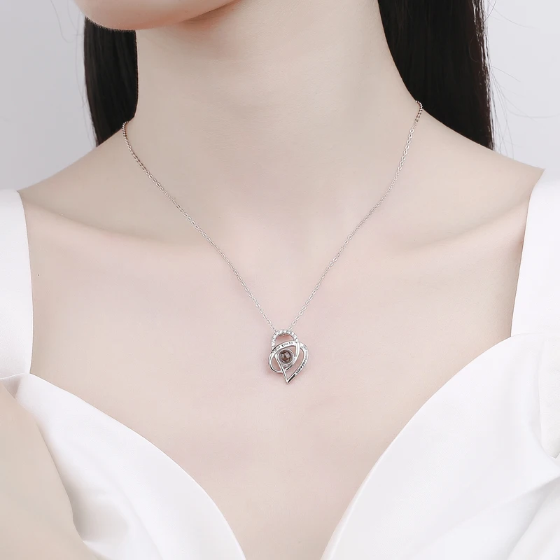 Personalized Projection Photo Heart Necklaces for Women Custom Family Love Photos Images Anniversary Valentine's Day Gifts