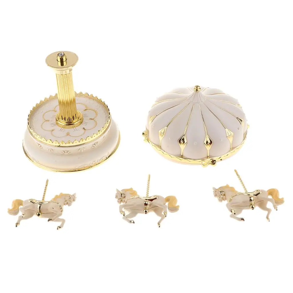 Carousel Music Box 7 Color Change LED Light Luminous Rotating Horse Music Box for Wedding Centerpiece Kid Girl Birthday Gift