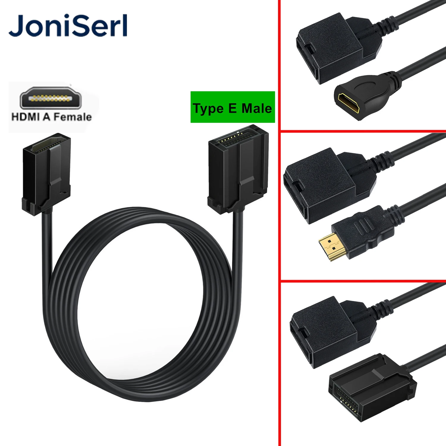 1.5M Impact Resistance HDMI-compatible E Type to A Cable, Automotive 4K 1080p HD Video Audio Cord for Car Dashboard Multimedia