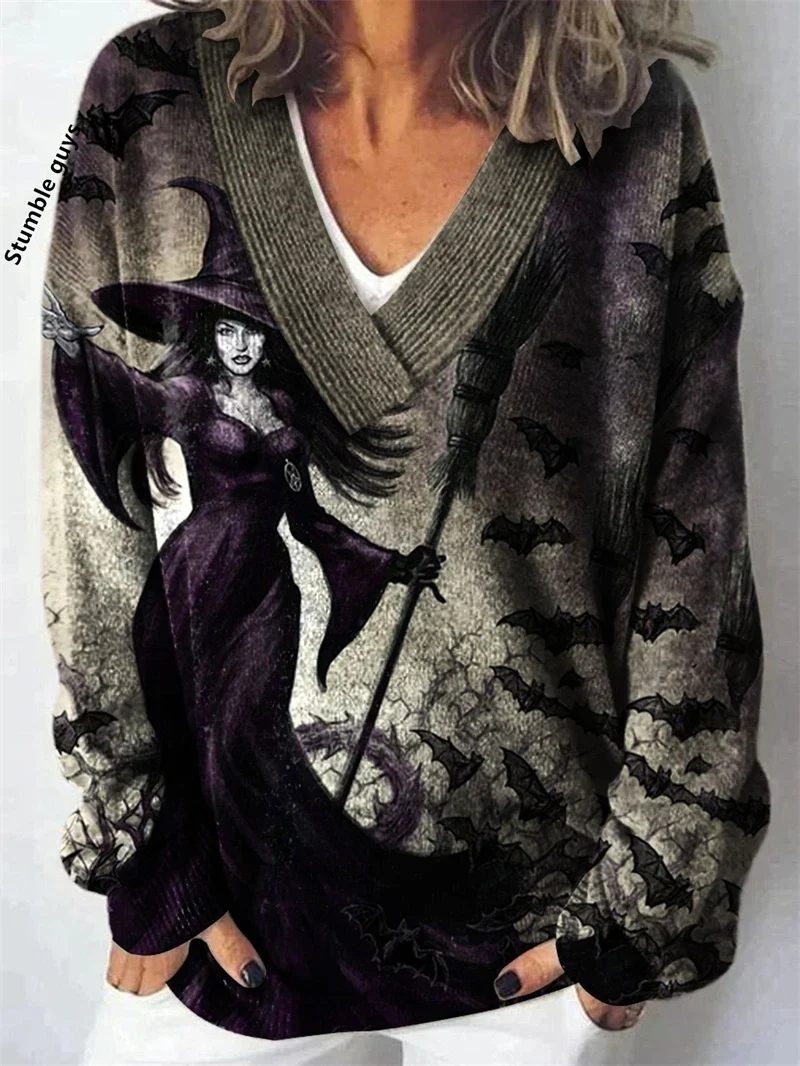 Women's Christmas Print Sweater Autumn Winter Fashion Casual Warm Deer Dog Snowman Y2K European American Knit Top​