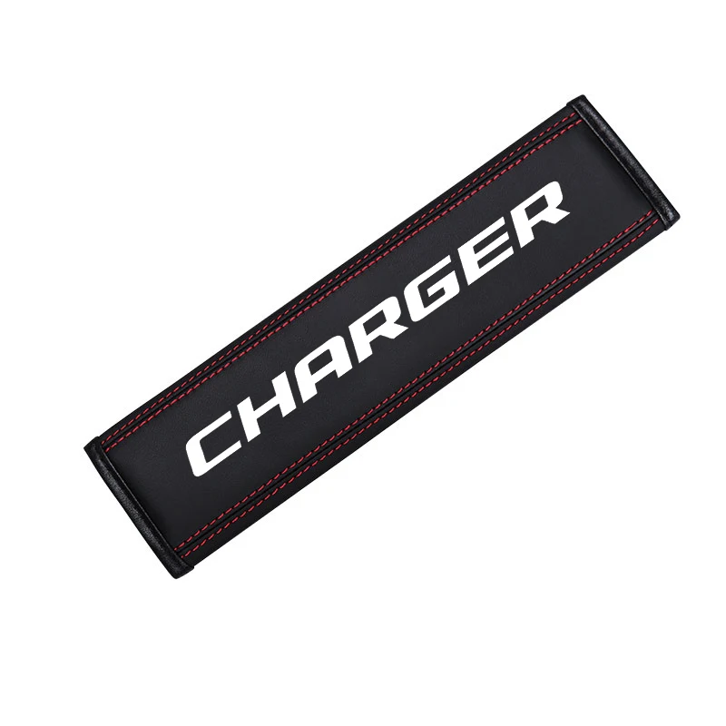 Top leather material automotive seat belt cover shoulder protector For Dodge Charger Logo Accessories