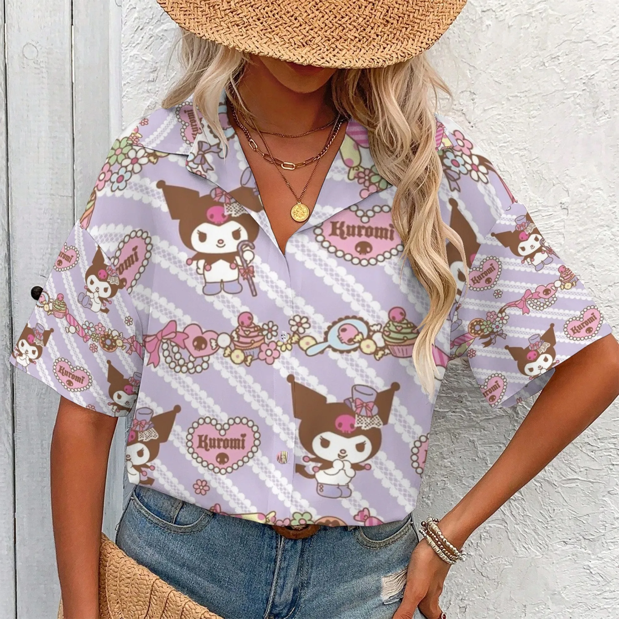 Camisa kuromi para crianças comentários coreanos muitas roupas kuromi camisas gráficas t shir camiseta feminina roupas femininas y2k mulher meninas n