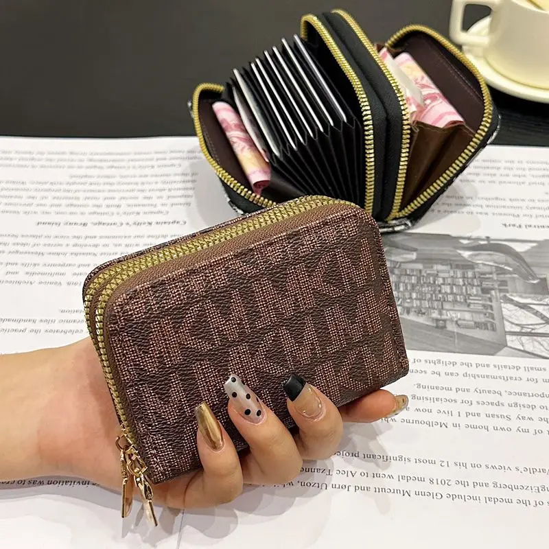 

New Women's Wallet Double Zipper Organ Money Bag Luxury Card Bag Full Star Flash Purse Multi-card Stylish Women's Clutch Bag