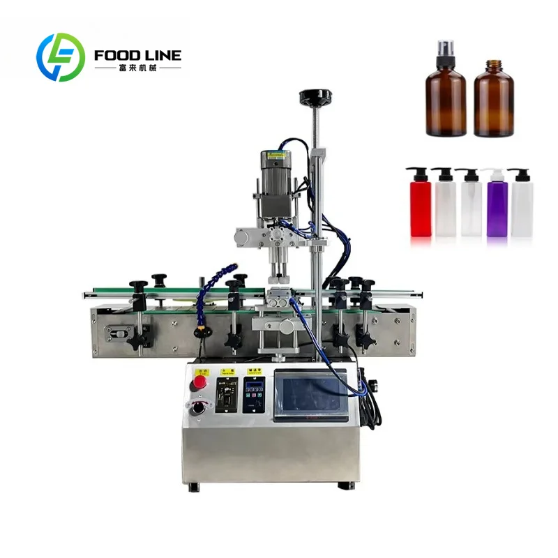 Small Business Desktop Pneumatic Glass Bottle Capping Machine, Automatic Bottle Lid Capper for Food Beverage Chemical Use