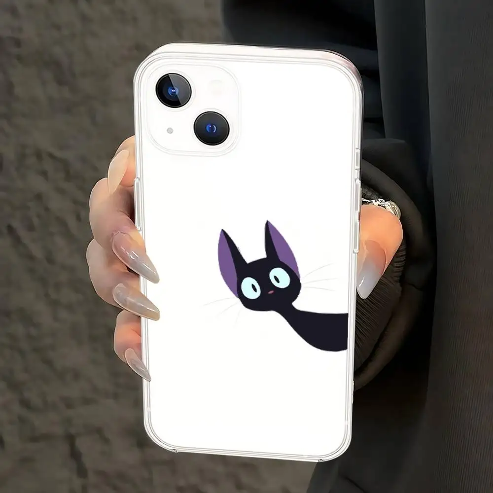 Kikis Delivery Service Cat جراب هاتف آيفون 15 11 13 14 Pro Max 7 8 Plus X Xr Xs Max 16pro 12 mini غطاء شفاف