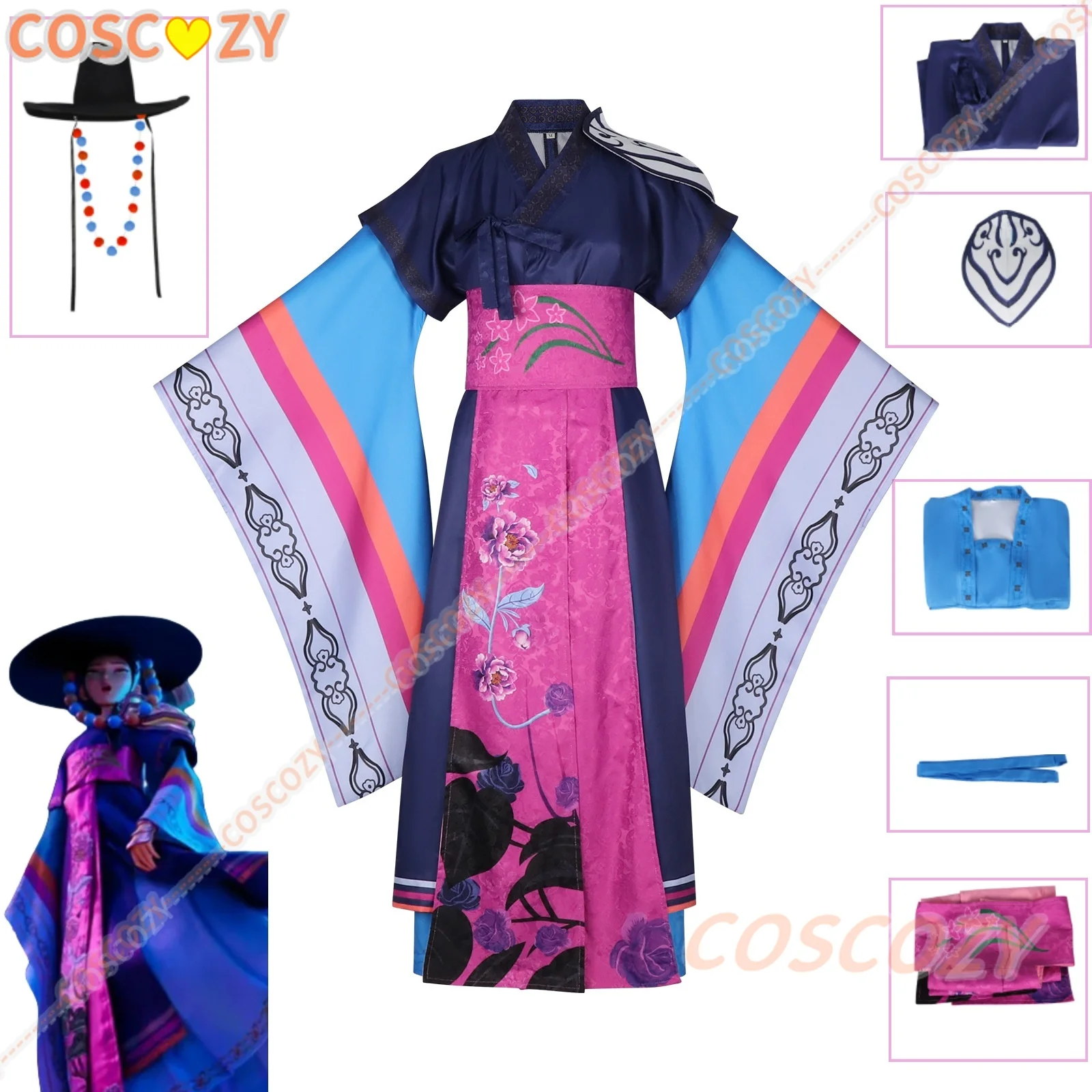 

KPop Big Hat Celine Cosplay Costume Dem onHunters KPop Trendy Fashion Outfit For Women Korean Costume HanFu Halloween Gifts