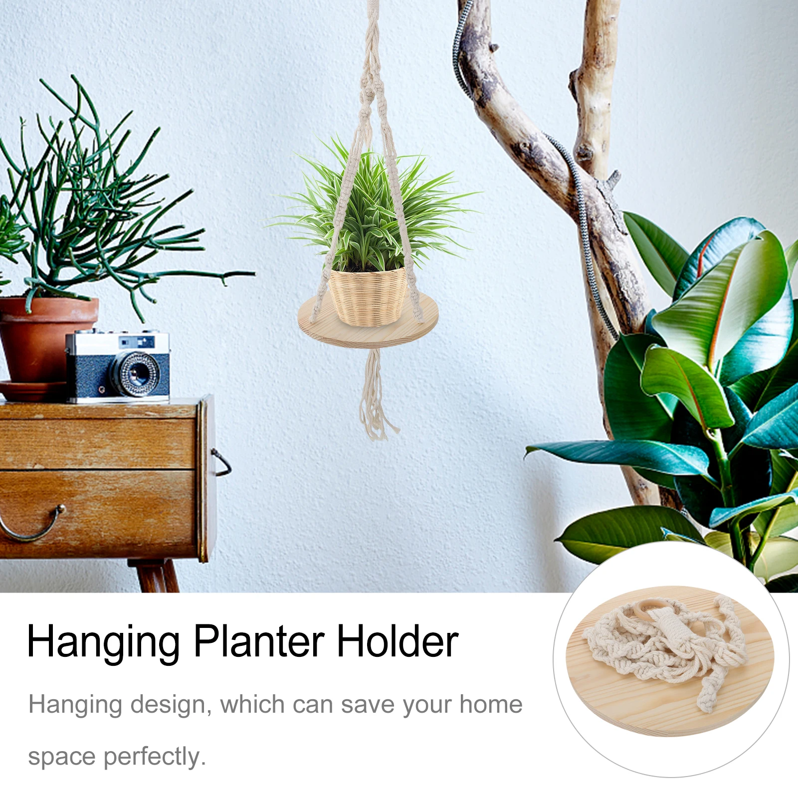 

1pc Hand-Woven Hanging Rack Balcony Decoration Frame Hanging Basket Decor For Flowerpot Holder Plant Storage Rack