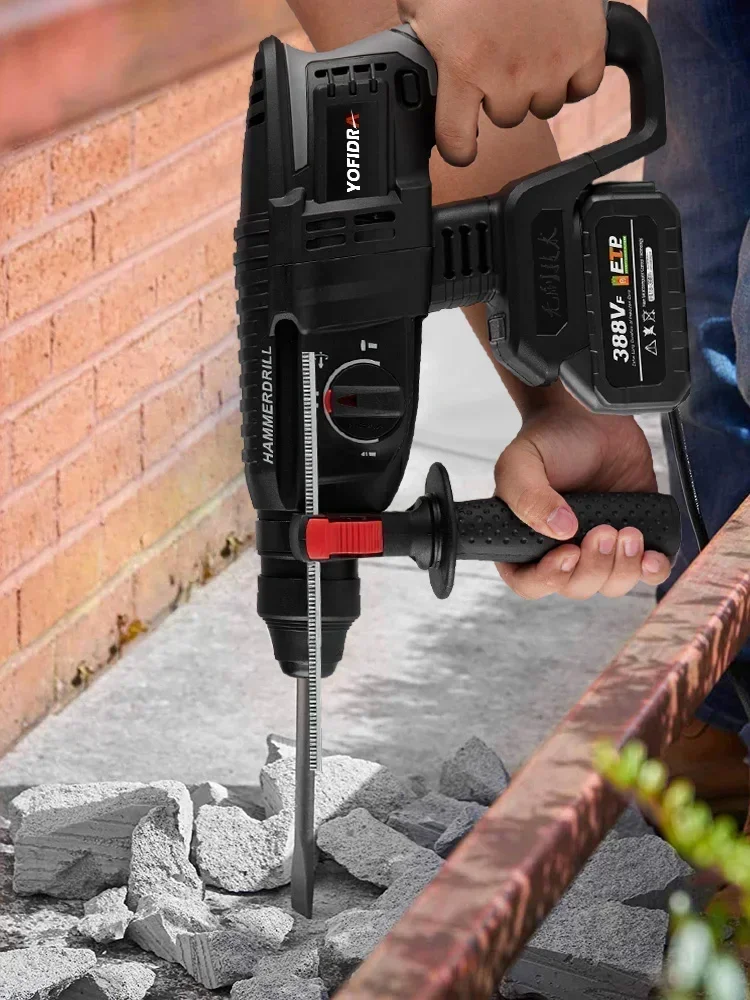 YOFIDRA 26mm Bürstenlosen Elektrische Hammer Elektrische Pick Schlagbohrmaschine Multifunktions Cordless Dreh Werkzeug Für Makita Batterie Pin