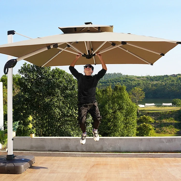 

2026 Outdoor Hanging Roman Umbrella Waterproof Cantilever Garden Beach Patio Sun Parasol Restaurant Aluminum Umbrella