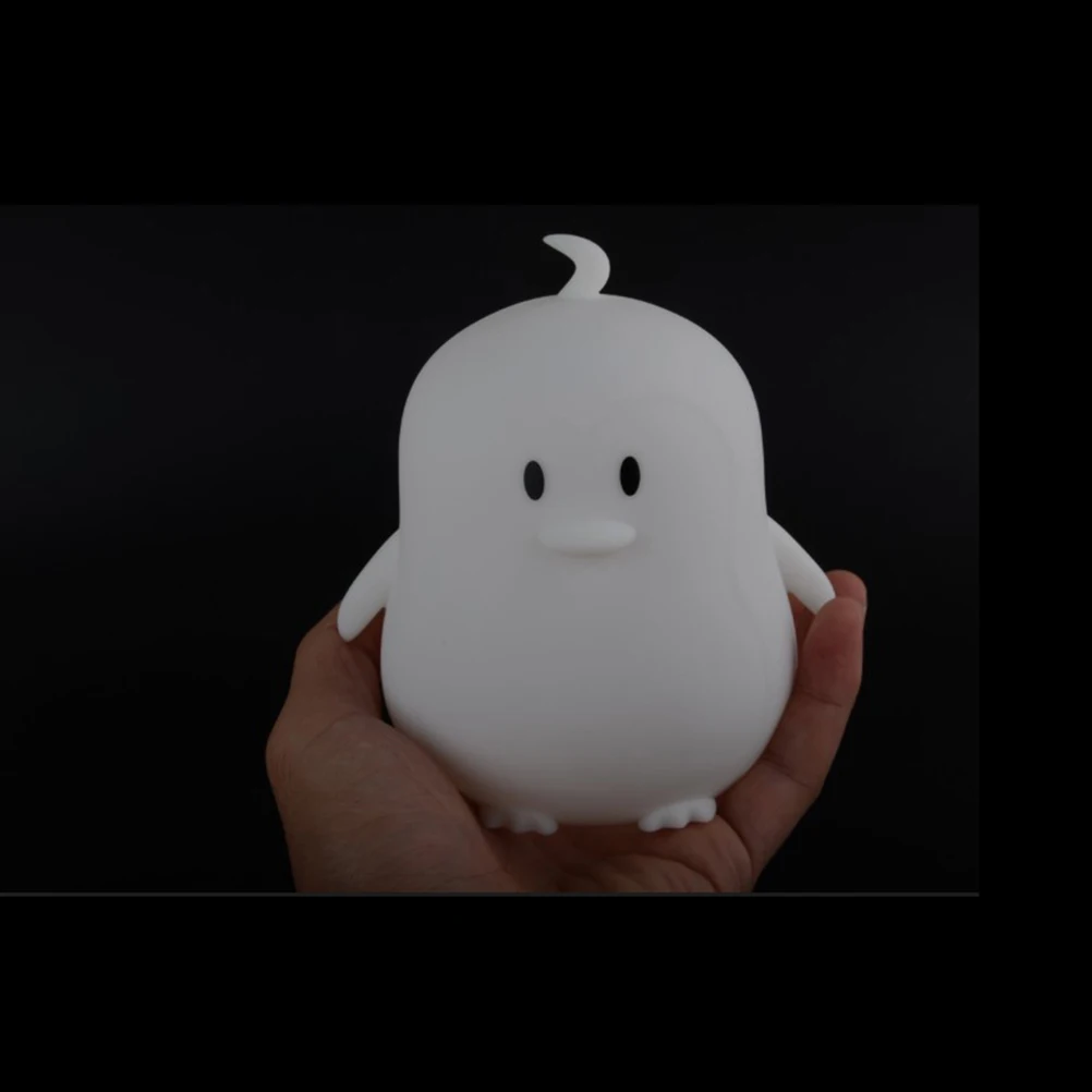 Creative Penguin Night Light LED Tap Control Operated Night Light Decor Lamp for Kids Bedroom Nursery Room (Colorful Lig