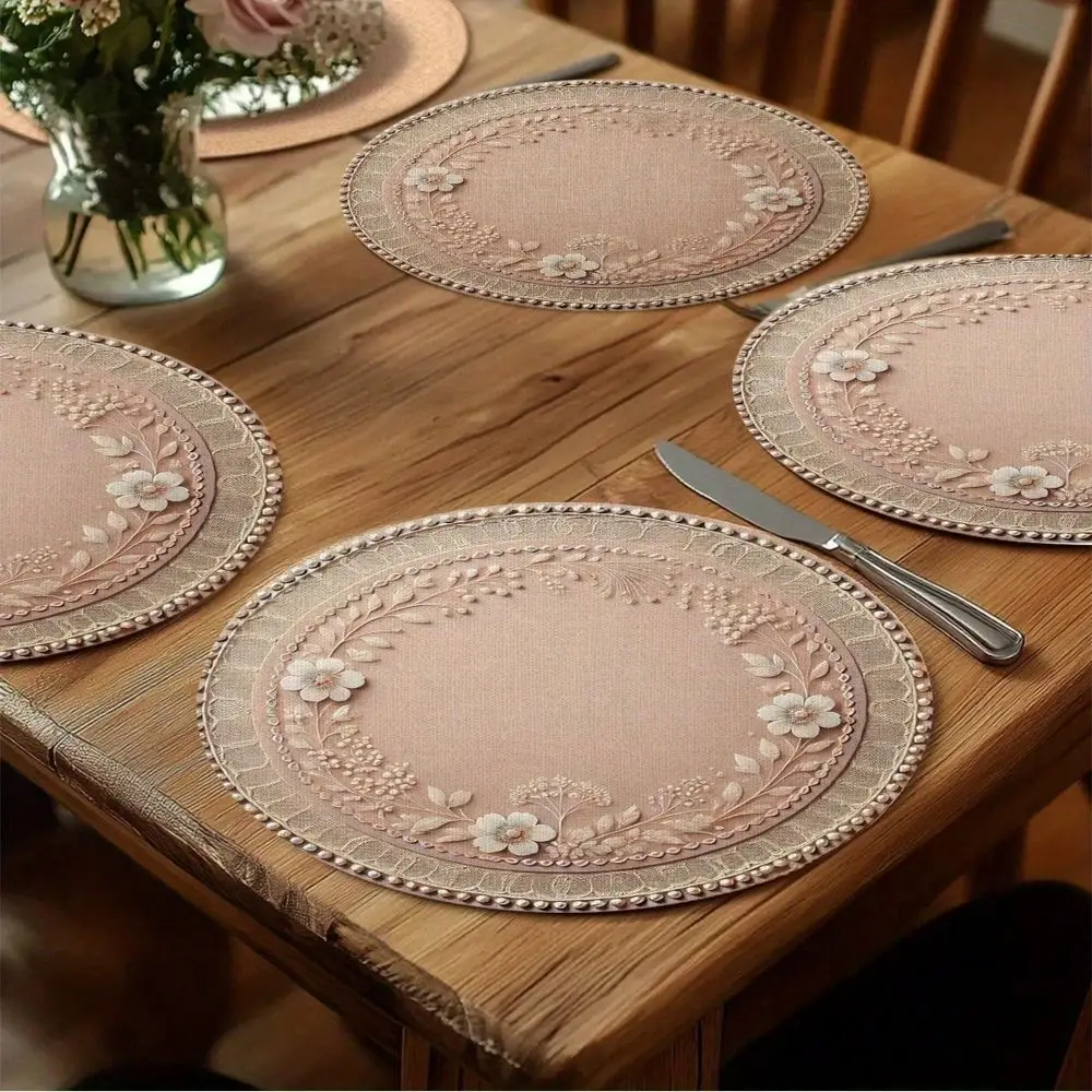 Mandala Round Placemats, Bohemian Style Washable Holiday Table Mats, 15inch Pieces, Suitable For Parties, Kitchens, Hotels, Res
