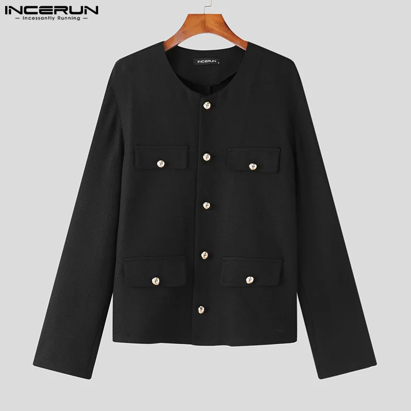 Fashion Casual Style Tops INCERUN 2024 New Men\'s Short Fit Solid Color Coats INCERUN Stylish Well Fitting Hot Sale Jackets S-5XL