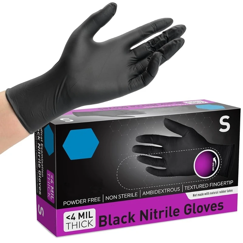 

Black Nitrile Disposable Gloves 4-mil Industrial Grade Home Cleaning Gloves Powder Free Safety Work Gloves For Kitchen Mechanic