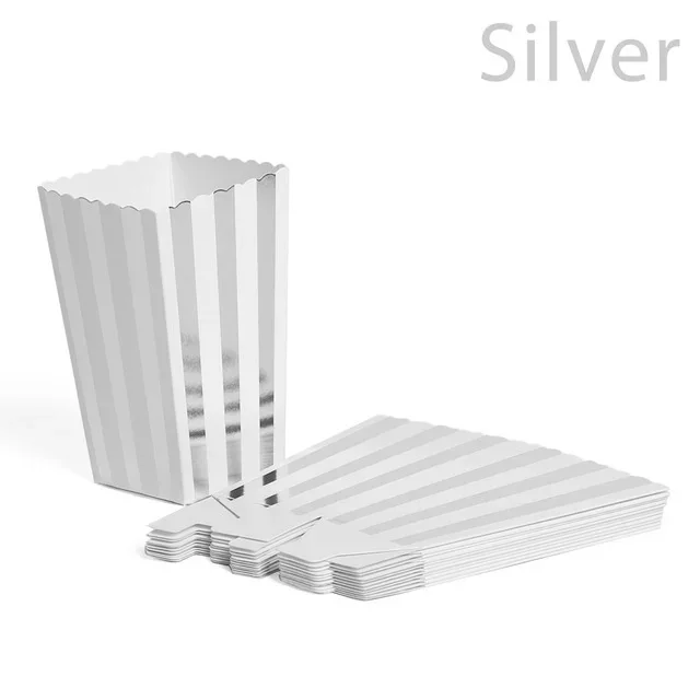 12pcs Rose Gold Stripe Popcorn Boxes for Parties