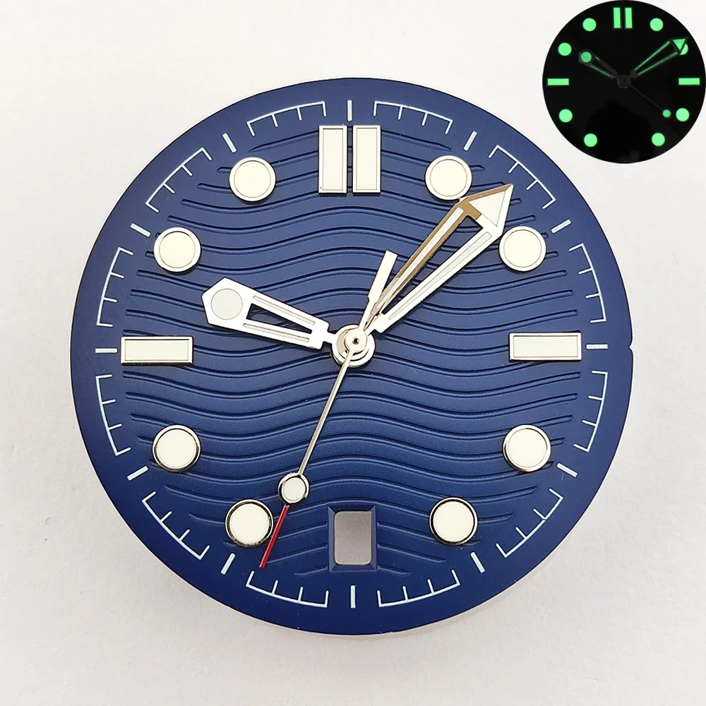 31.7mm NH35 Dial 6 o'clock Calendar Window Dial With Hands Custom Logo Luminous Dial Watch Accessories Fits NH35/NH36 Movement