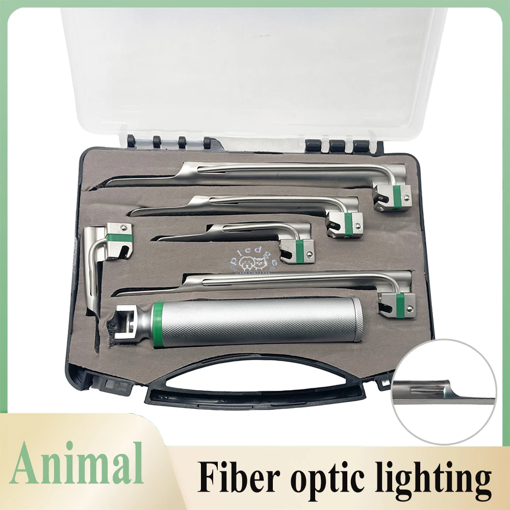 Professionelle Katzen- und Hunde-Laryngoskope mit Glasfaser, 5-Klingen-Design für rechte Seite, Laryngoskopie, Tieranästhesie-Laryngoskop – Detail 2