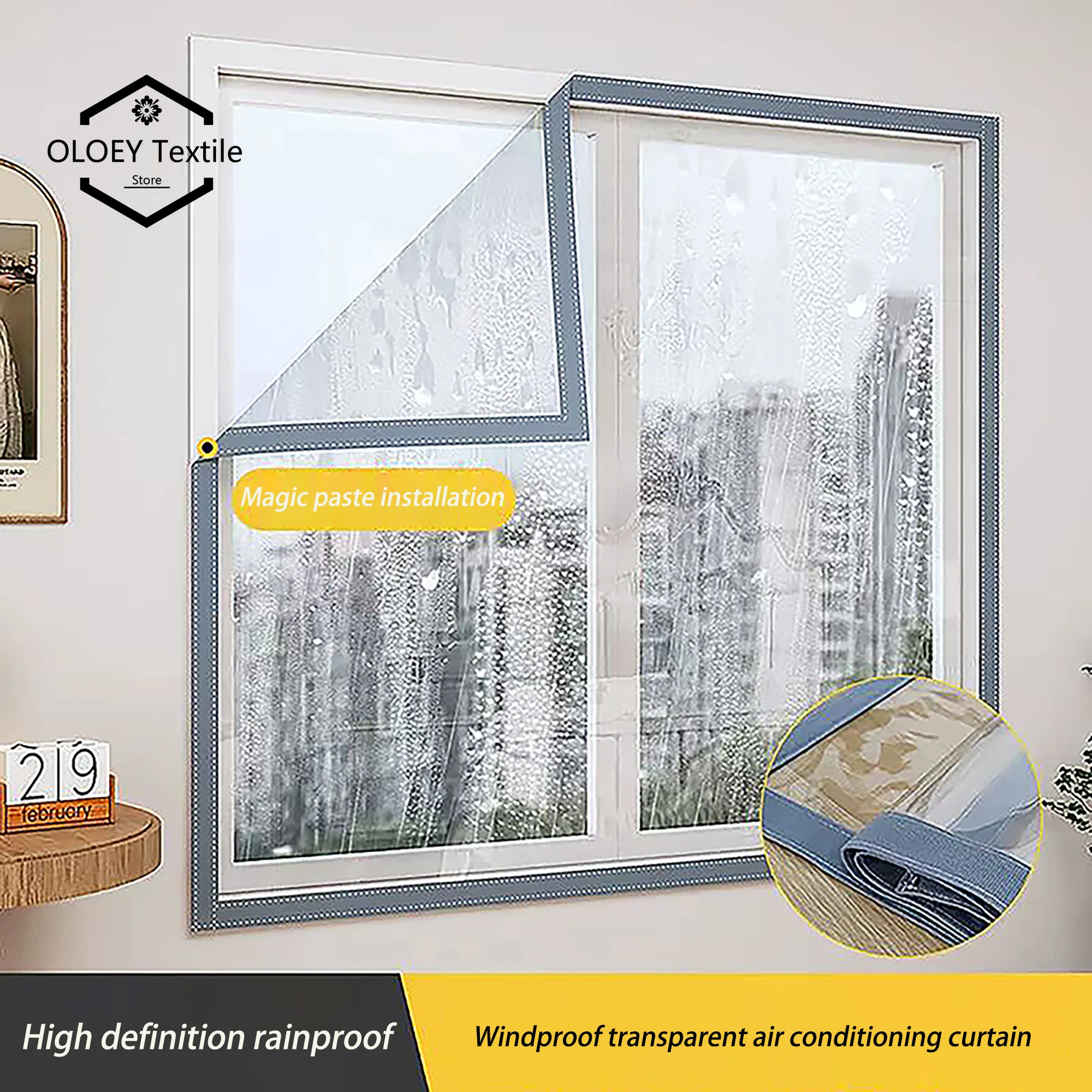 

Gray edge windproof window, insulated window, energy-saving transparent film, window insulation film, curtain, screen window