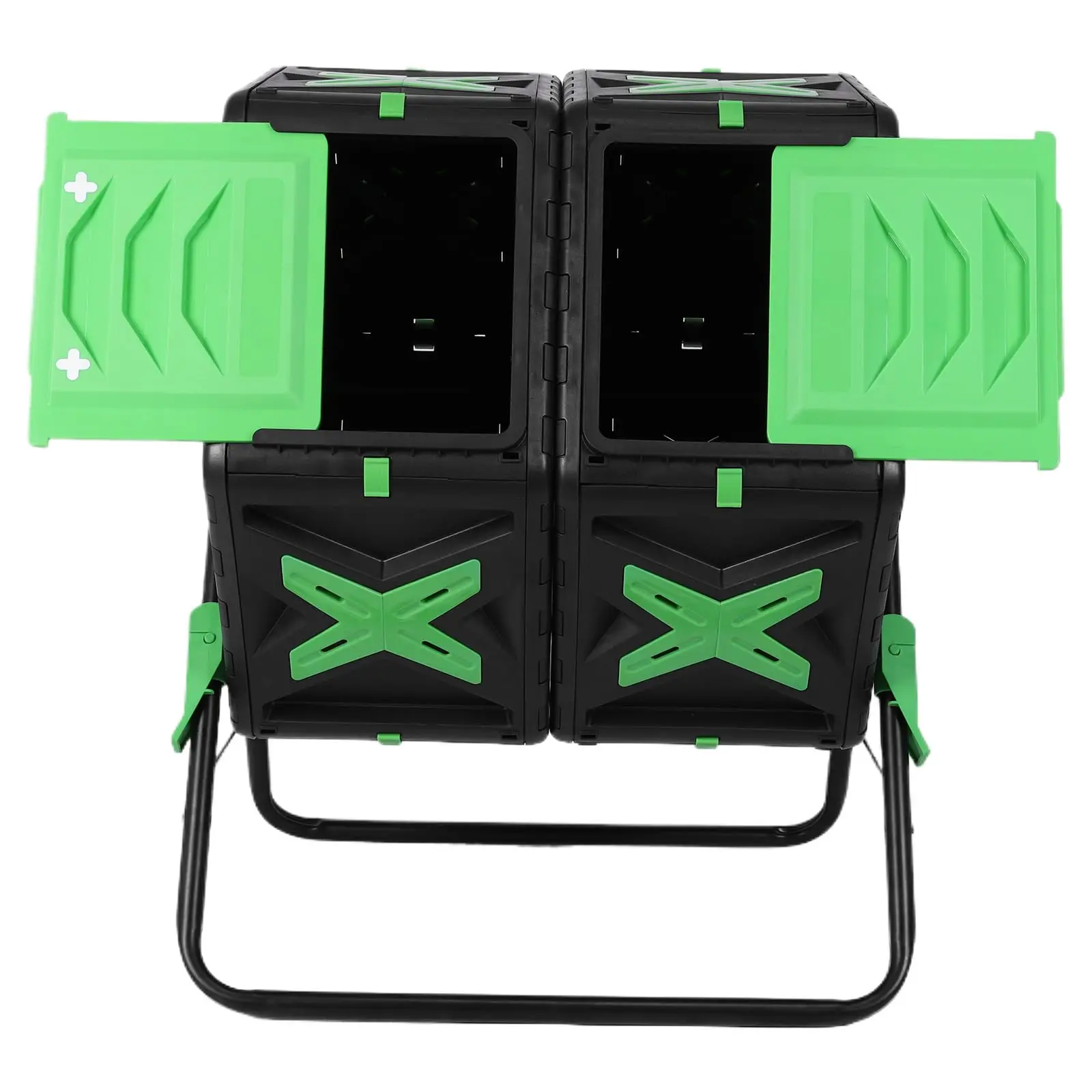 140L Dual-Chamber Outdoor Tumbling Composting Bins with Sliding Door