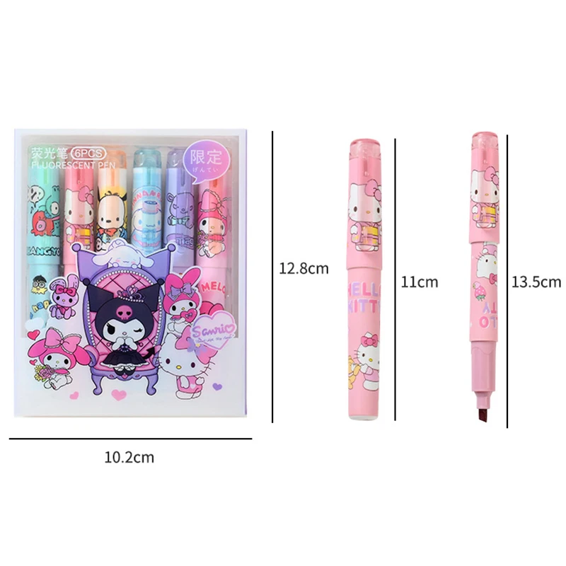 Imagem -06 - Kawaii Cat Highlighter para Estudantes Conta Marcação Mão Pochacco Kuromi Material Escolar e de Escritório Papelaria Presentes Cores Pcs