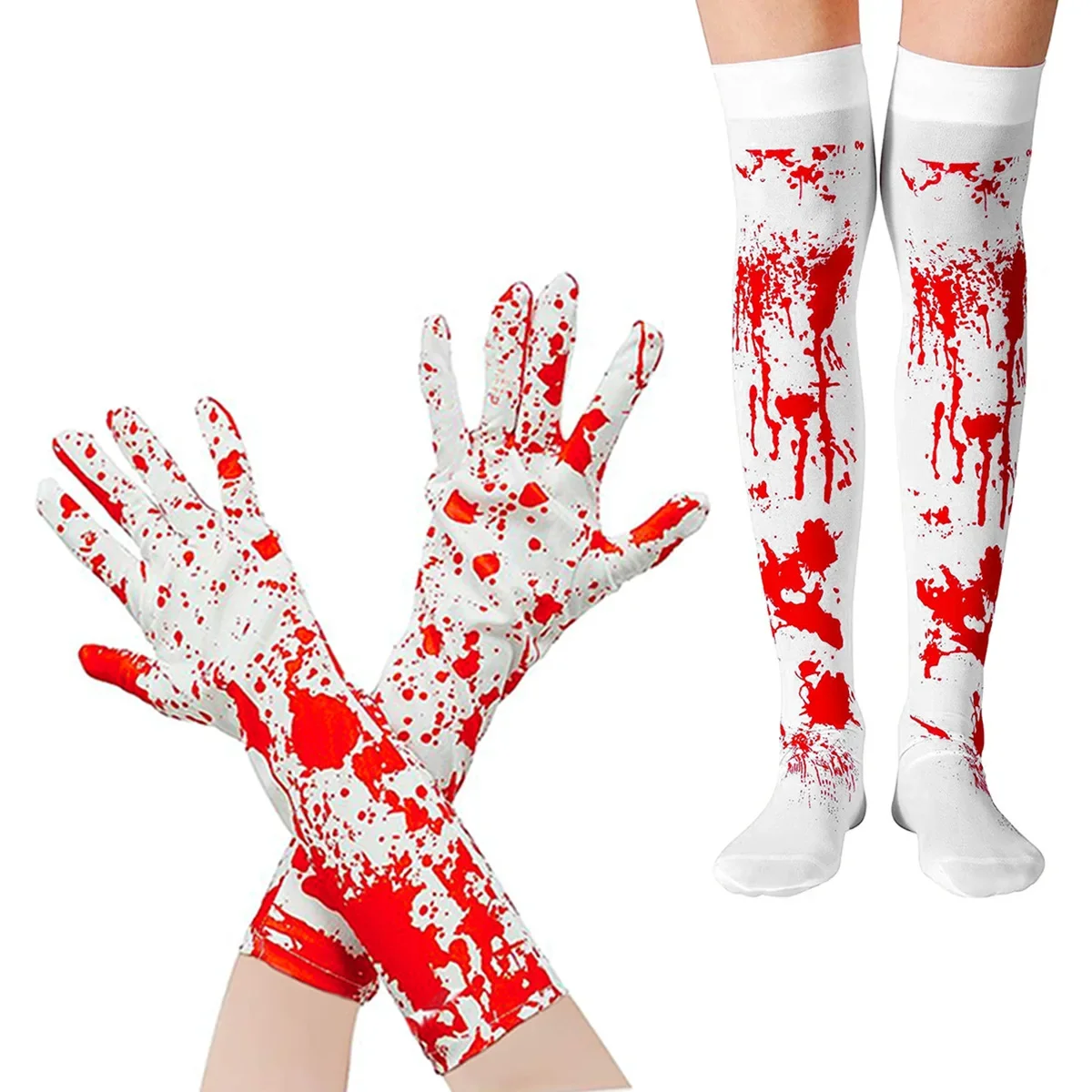 Bloody Halloween Gloves Socks Set Scary Party Costume Creepy Props Haunted House Stage Cosplay Decoration Supplies