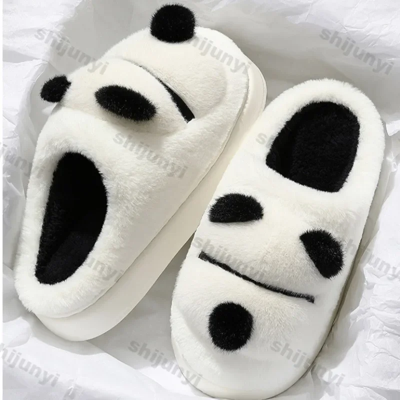 Winter Women's Slippers 2024 Indoor Comfortable Warm Cute Cartoon Anti Slip Couple Cotton Slippers Platform Plush Chanclas Mujer