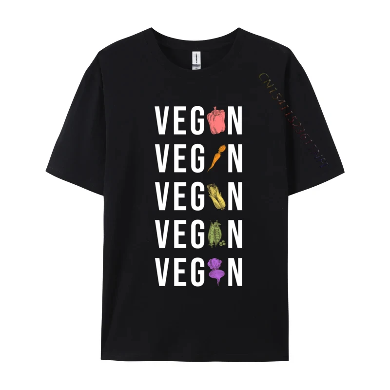 Vegan Colorful Vegetables Plant Based Plant Powered High Quality Funny Casual T-Shirts O-Neck Pure Cotton Men Tees Autumn