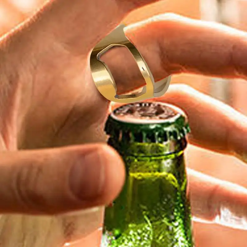 Beer Bottle Opener Ring Beer Bottle Opener Beer Opener Ring Kitchen Gadgets Stainless Steel Fashion Jewelry Beer Bar Tool For