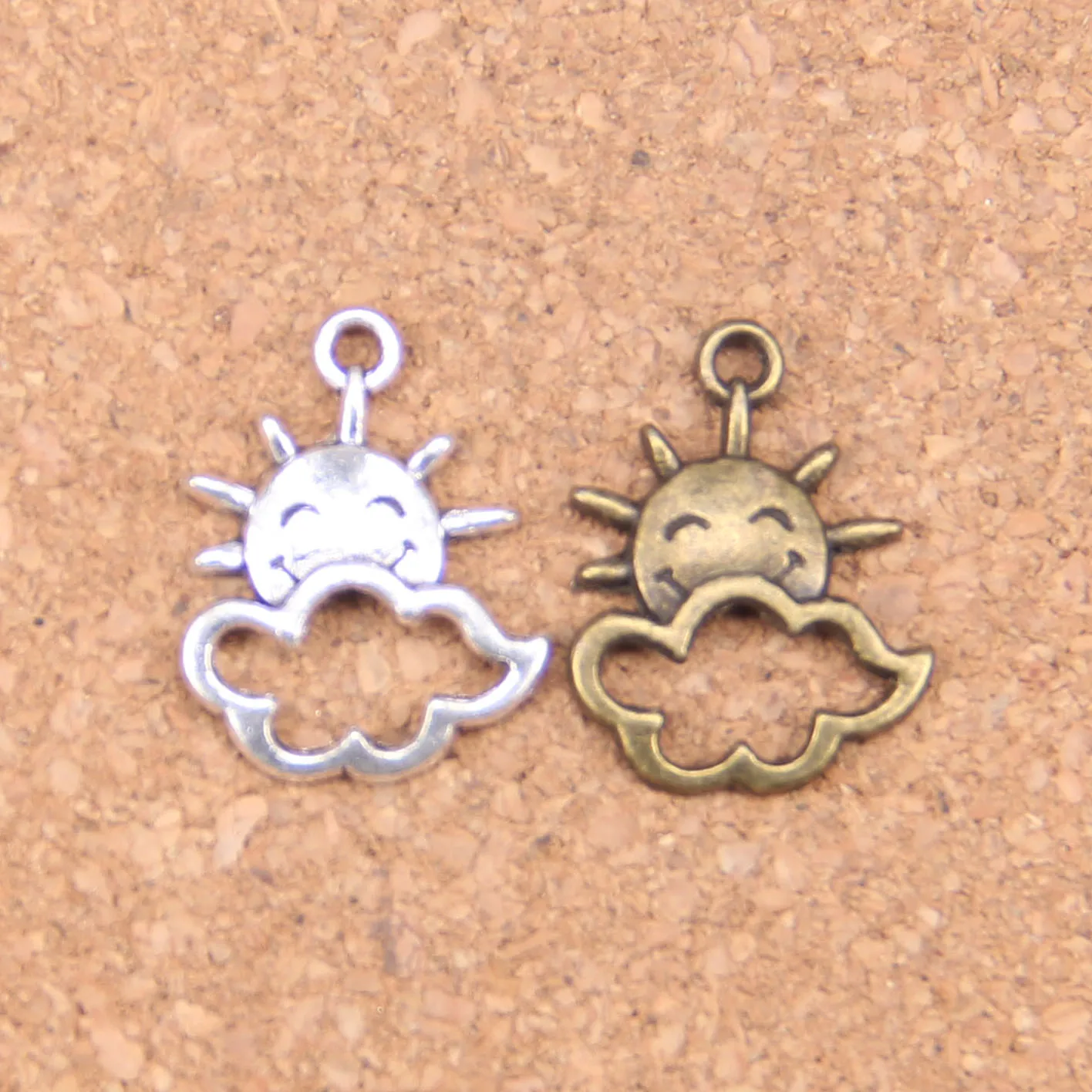 136pcs Charms Sun Cloud 20x17mm Antique Pendants,Vintage Tibetan Silver Jewelry,DIY For Bracelet Necklace