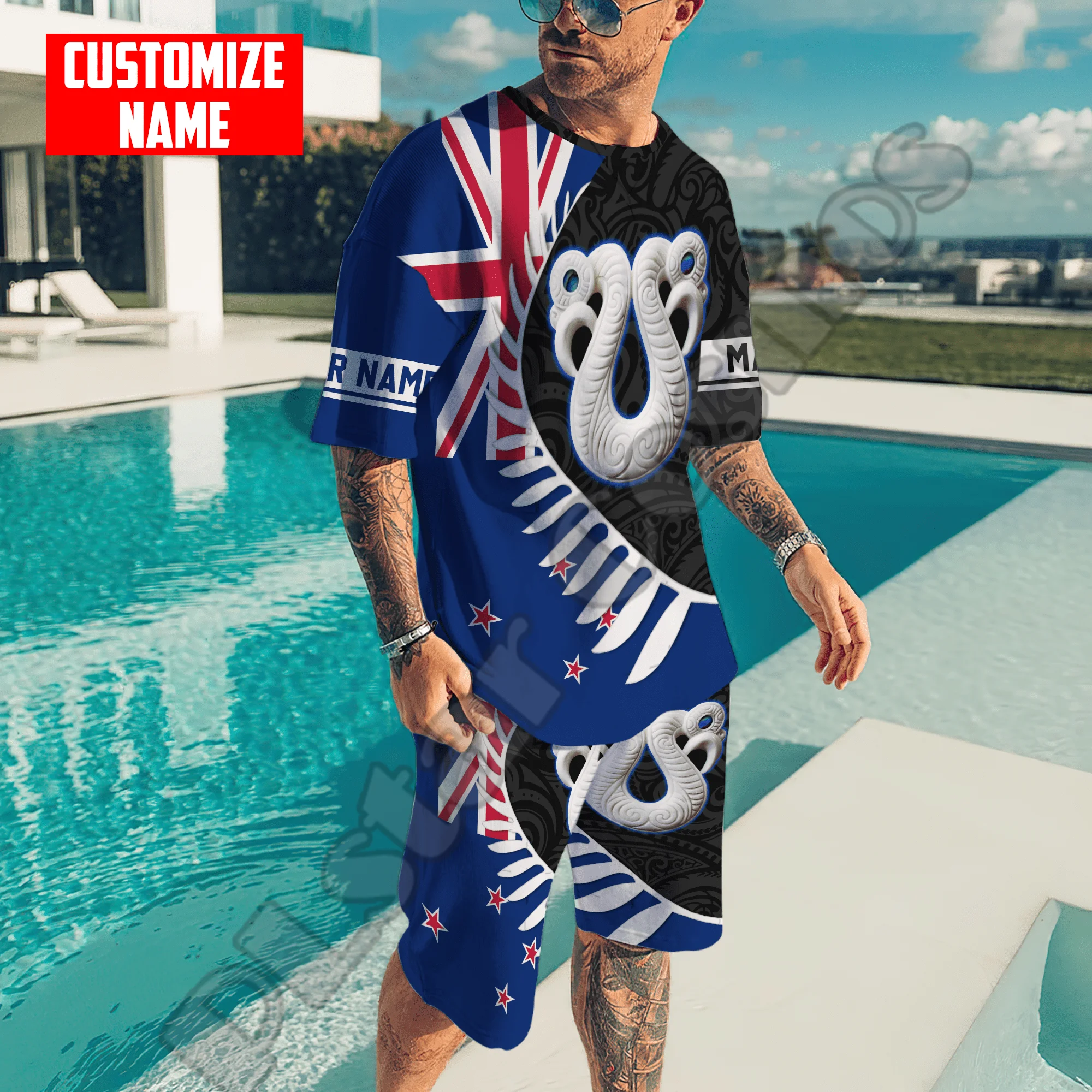 Custom Name New Zealand Maori Aotearoa Tattoo Retro 3DPrint Summer Harajuku Casual Pants T-Shirts Shorts Combo Short Sleeves X6