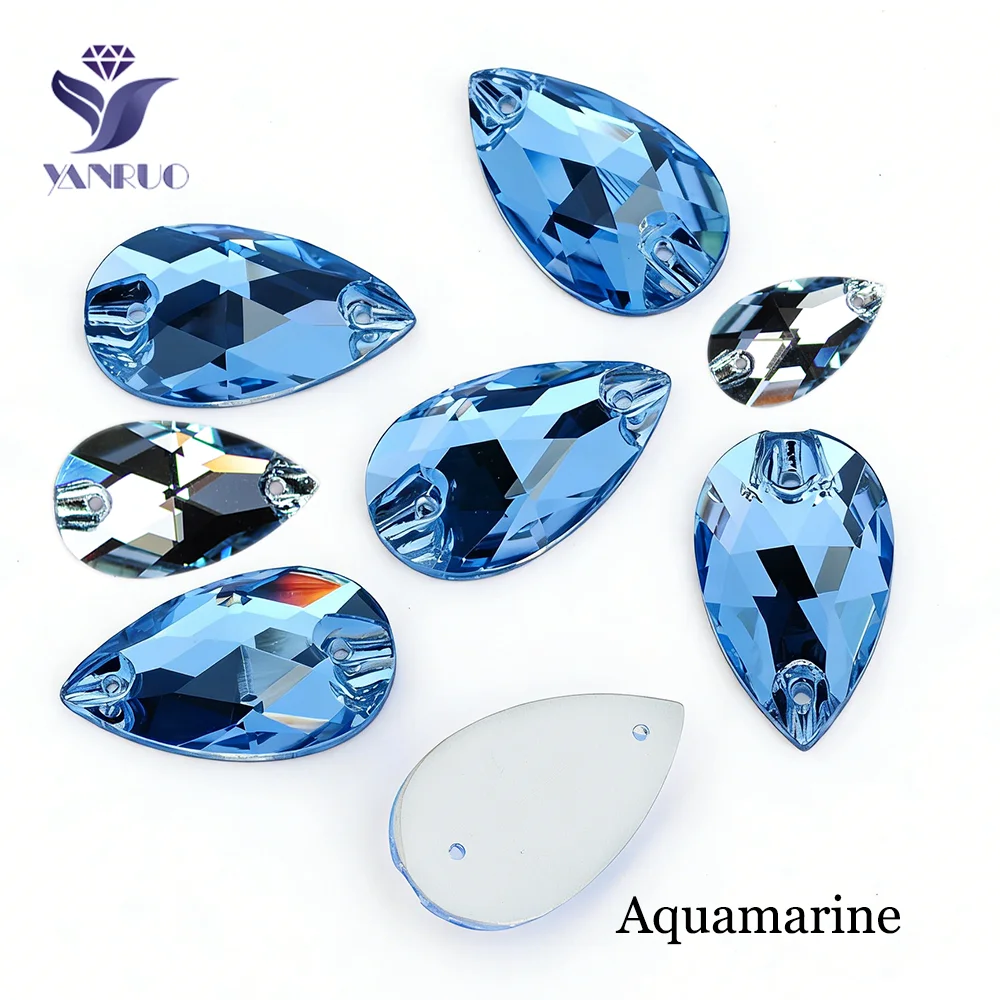 YANRUO Aquamarin Kristalle in Allen Formen zum Aufnähen, Strasssteine für Handarbeiten, Applikationen, Nähzubehör, DIY-Bastelsteine für Schmuck – Detail 10