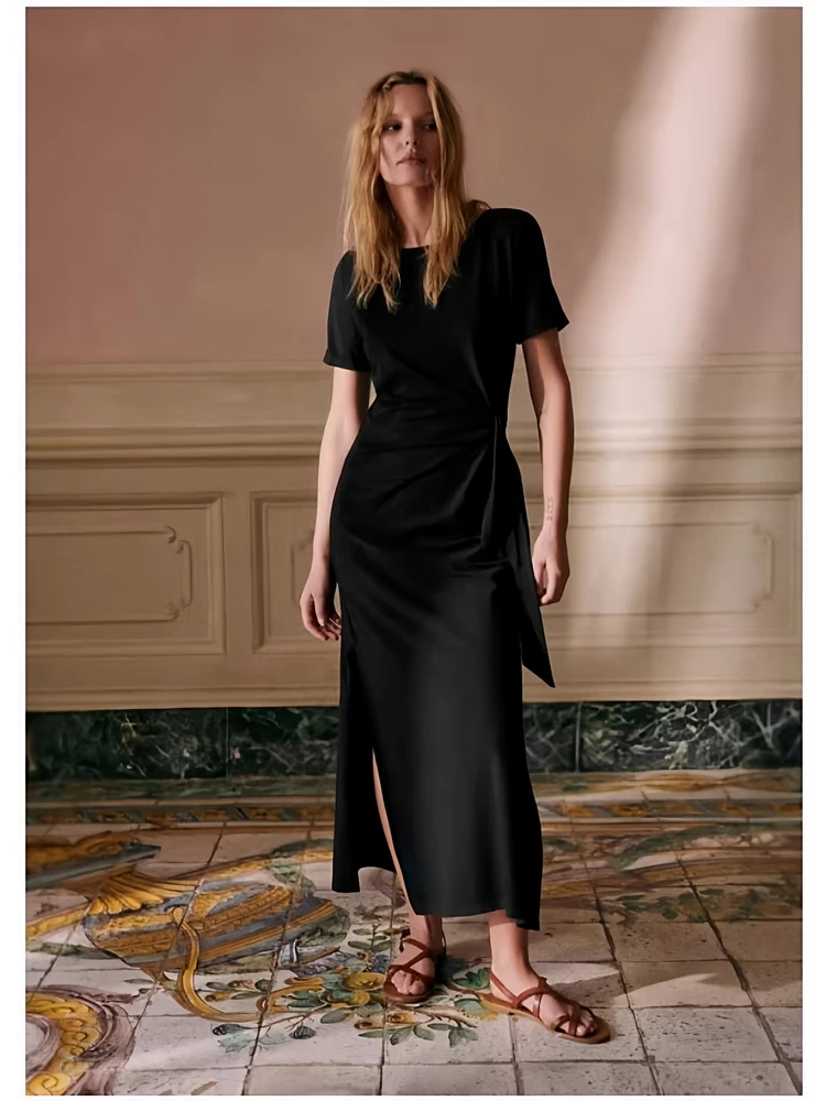 Pippa classico con cintura in vita pieghettata Midi Dr Opzioni multicolori Misto cotone Vestibilità comoda H-Sle Primavera Estate Dr