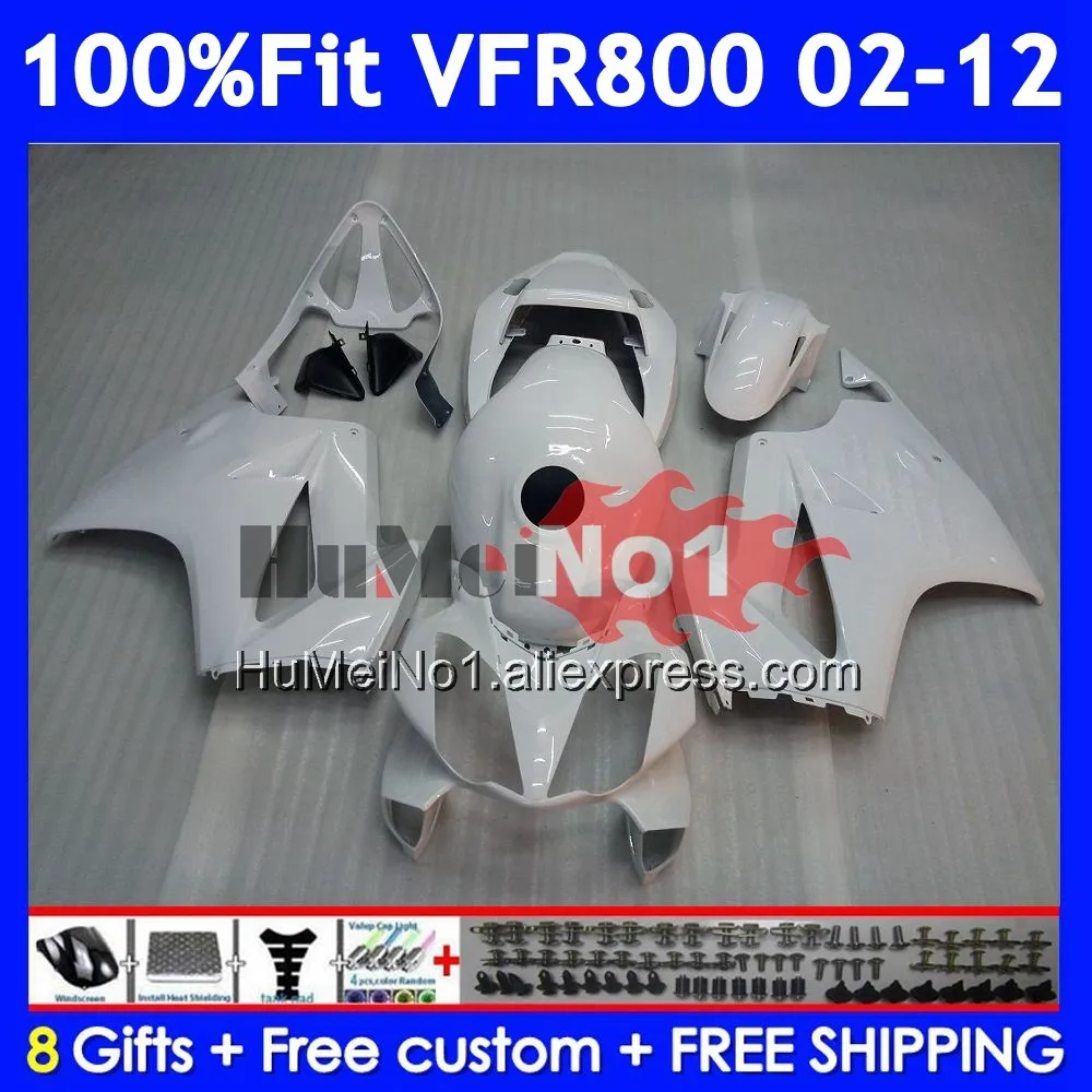 Interceptor For HONDA VFR800 VFR 800RR 800 RR 2002 2003 All white 04 2005 2006 2007 46No.15 VFR800RR 08 09 10 11 12 Fairings