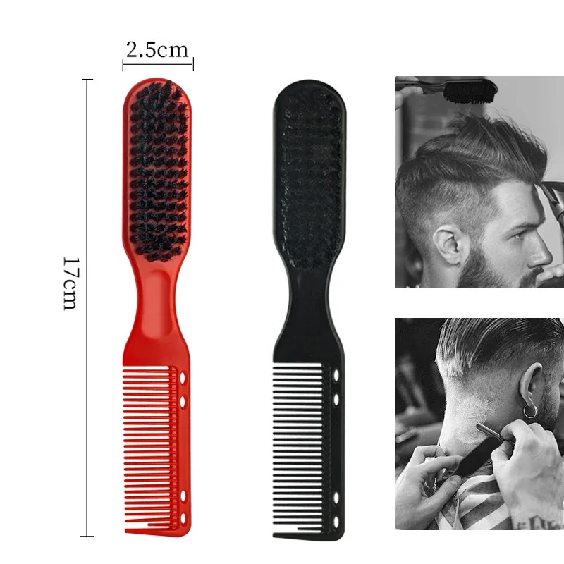 1PC Double-sided Comb Brush Professional Shave Beard Brushes Barber Vintage Oil Head Shape Carving Cleaning Combs for Men